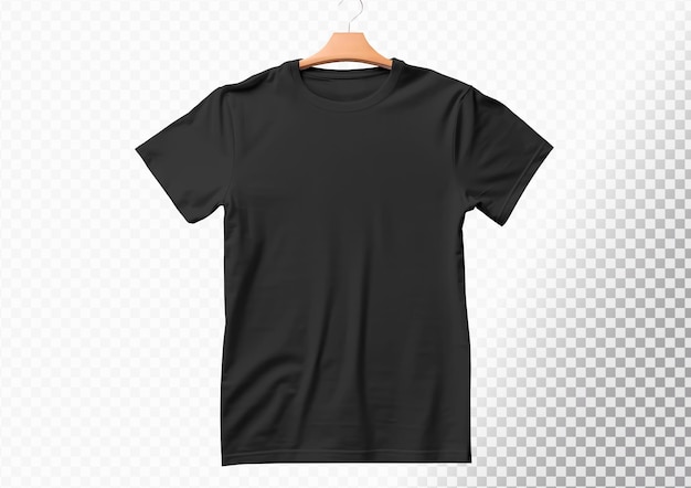 Free PSD black tshirt with isolated hanger on dark background