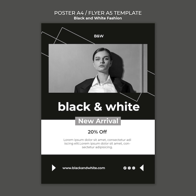 Black and white fashion print template