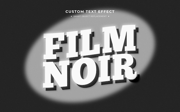 Free PSD a black and white film noir text effect