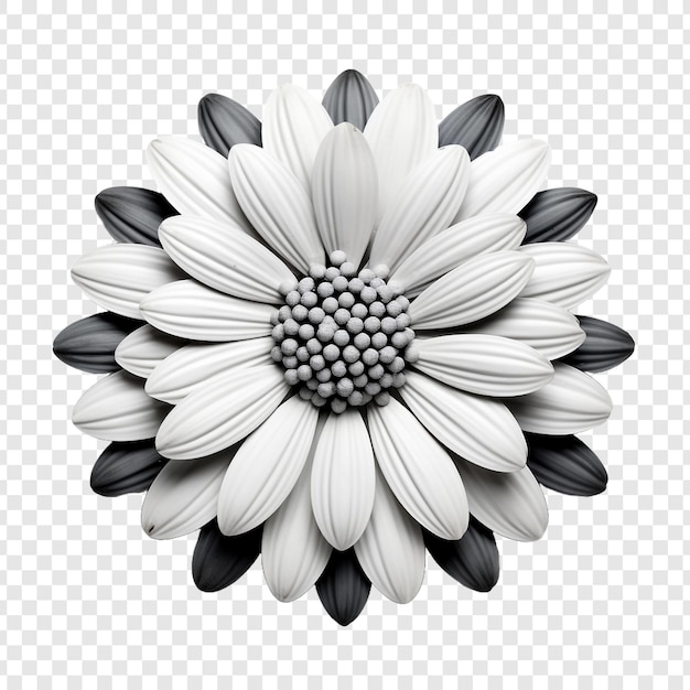 Free PSD black and white flower mosaic isolated on transparent background