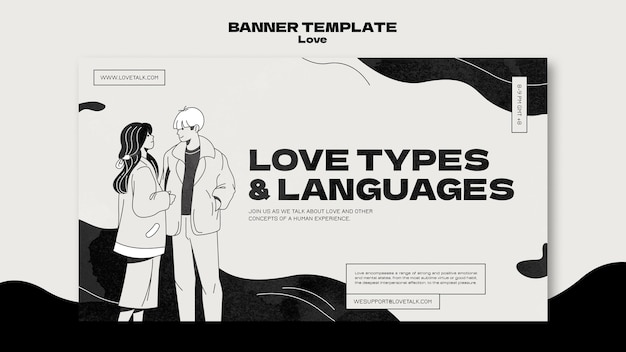 Free PSD black and white love banner template