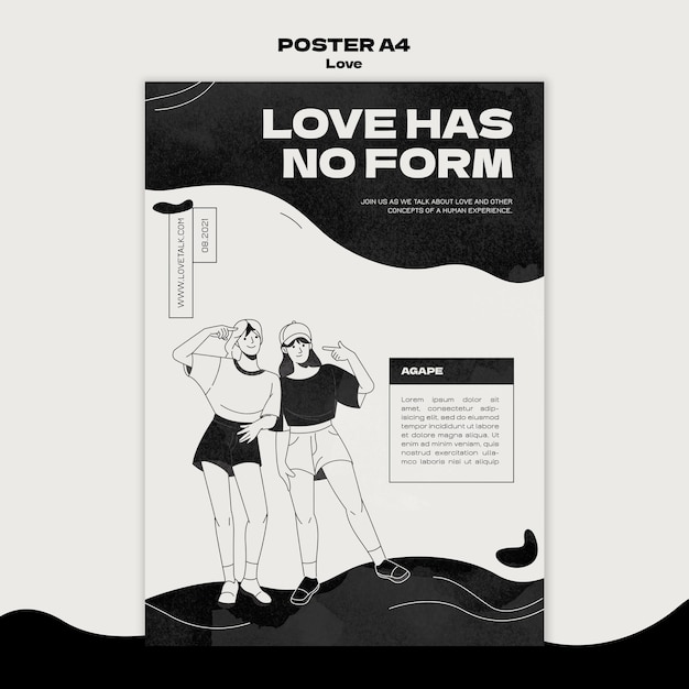 Black and white love print template