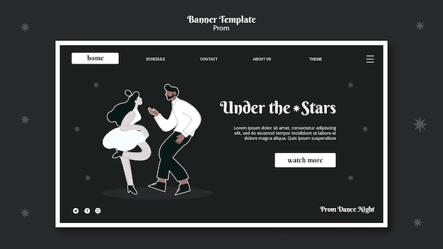 Free PSD black and white prom landing page