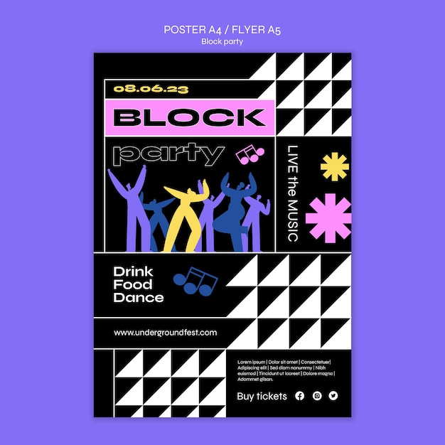 Free PSD block party template design