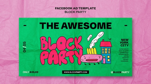 Free PSD block party template design