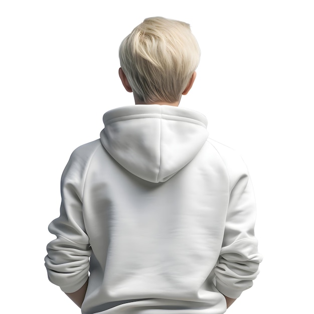 Free PSD blonde woman in a white hoodie isolated on a white background