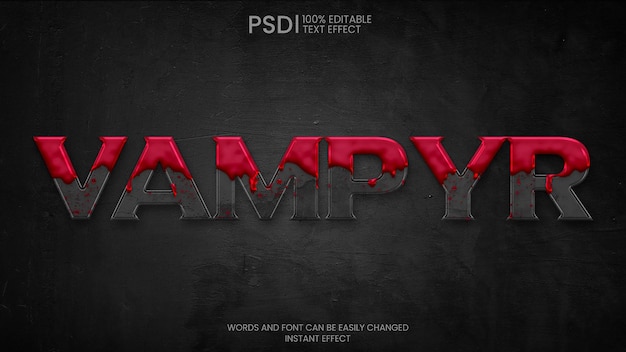 Free PSD blood and black text effect