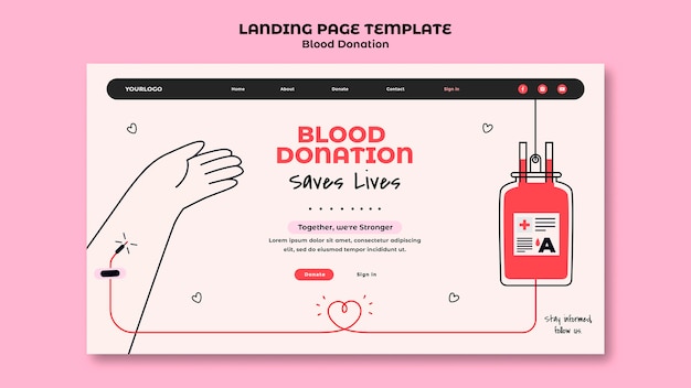 Free PSD blood donation landing page