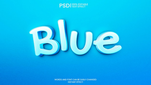 Free PSD blue 3d text effec