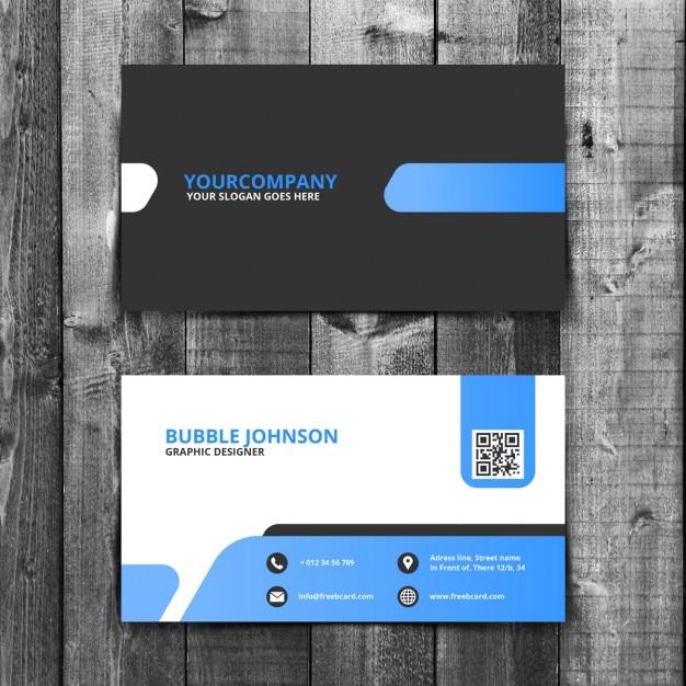 Blue and black business card