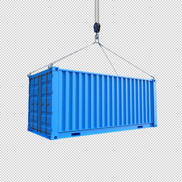 Free PSD blue cargo container on transparent background