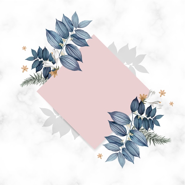 Free PSD blue floral blank square card design