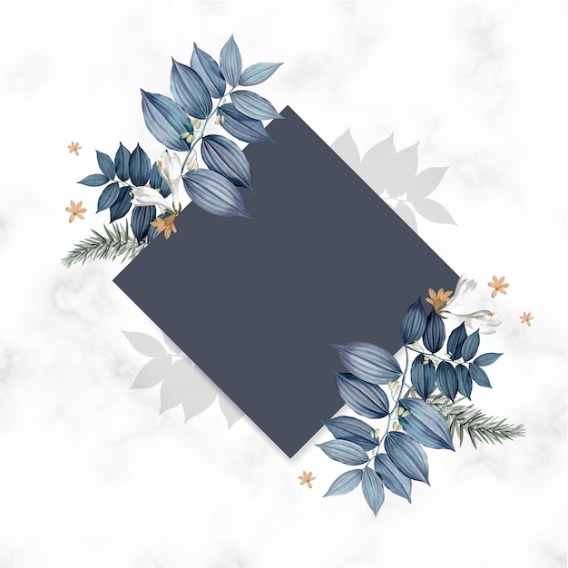 Free PSD blue floral blank square card design