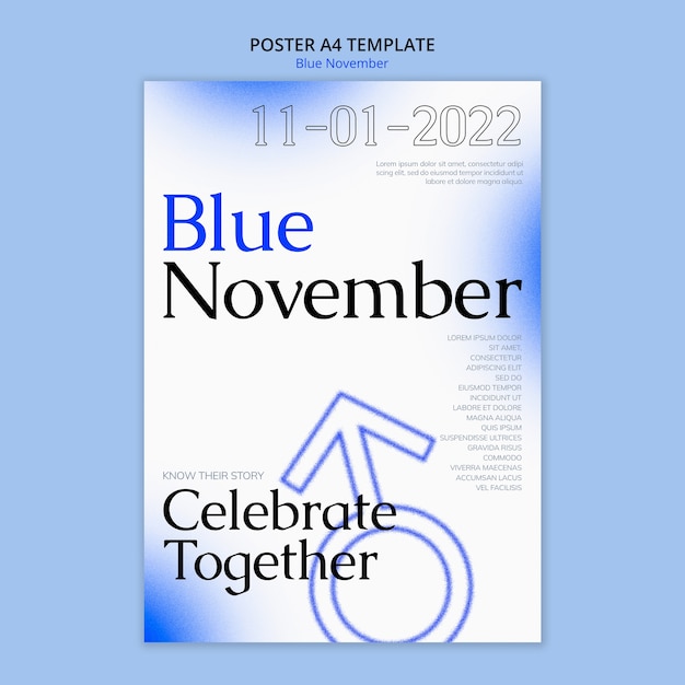 Free PSD blue november awareness poster template