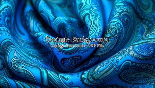 Blue paisley silk chiffon mod fabric AI Generated Image