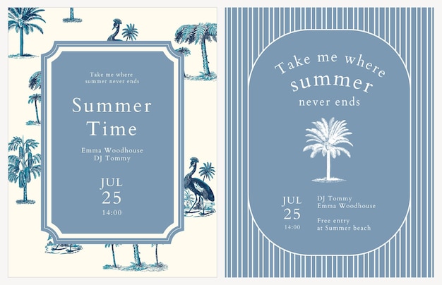 Free PSD blue summer flyer  tropical background