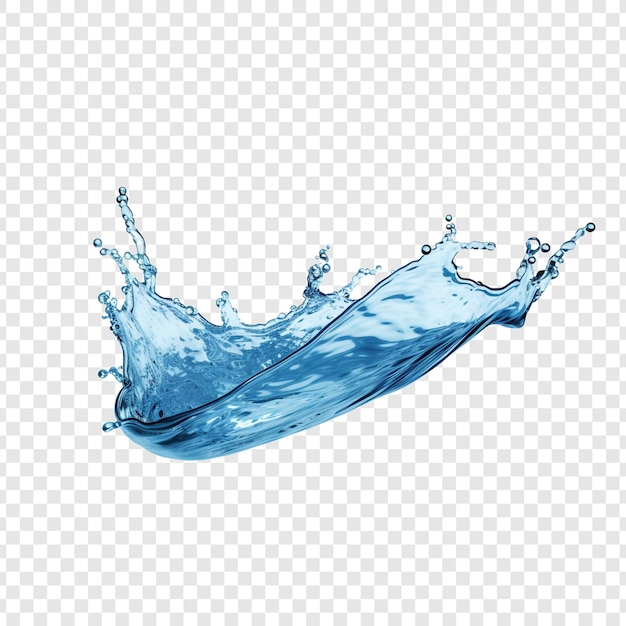 Blue water splashing alone isolated on transparent background