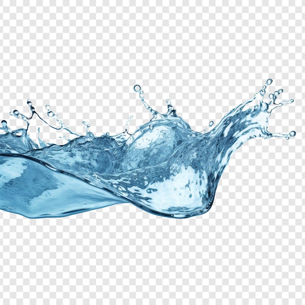 Blue water splashing alone isolated on transparent background