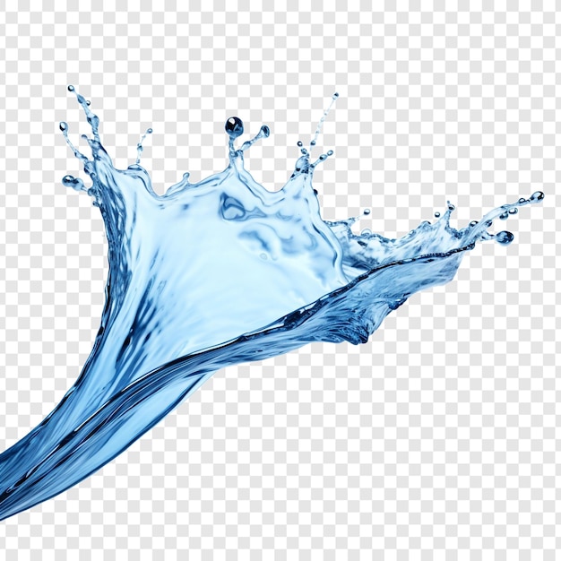 Blue water splashing alone isolated on transparent background