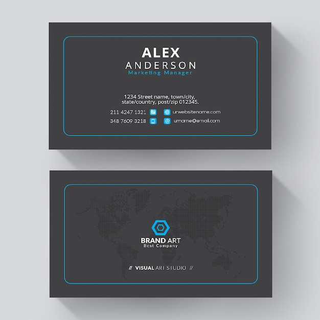 Free PSD blue and white business card