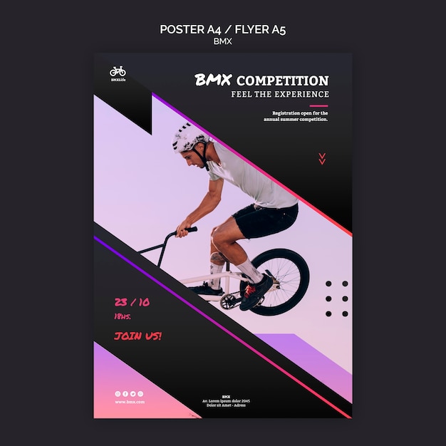 Free PSD bmx competition poster template style