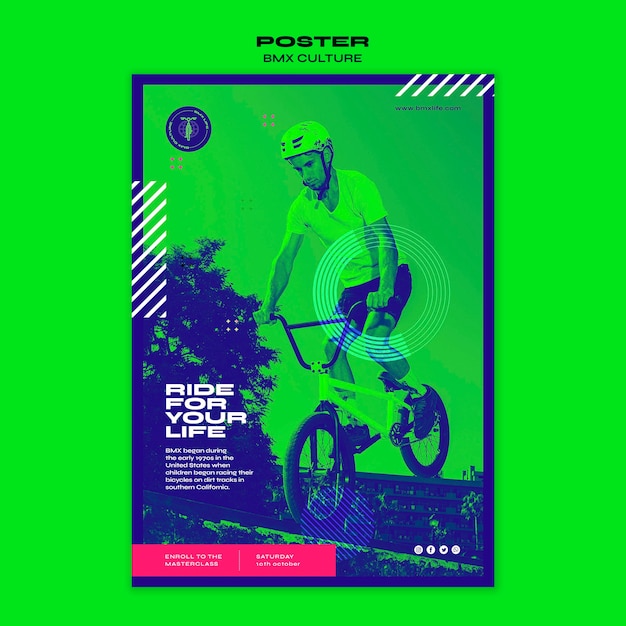 Free PSD bmx culture concept poster template