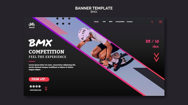 Free PSD bmx horizontal banner template design