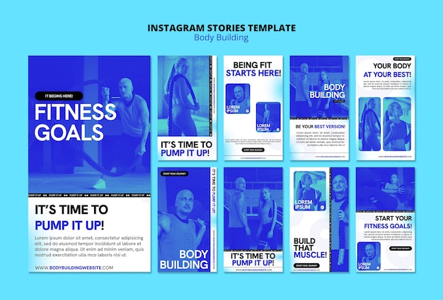 Free PSD body building training  instagram stories template