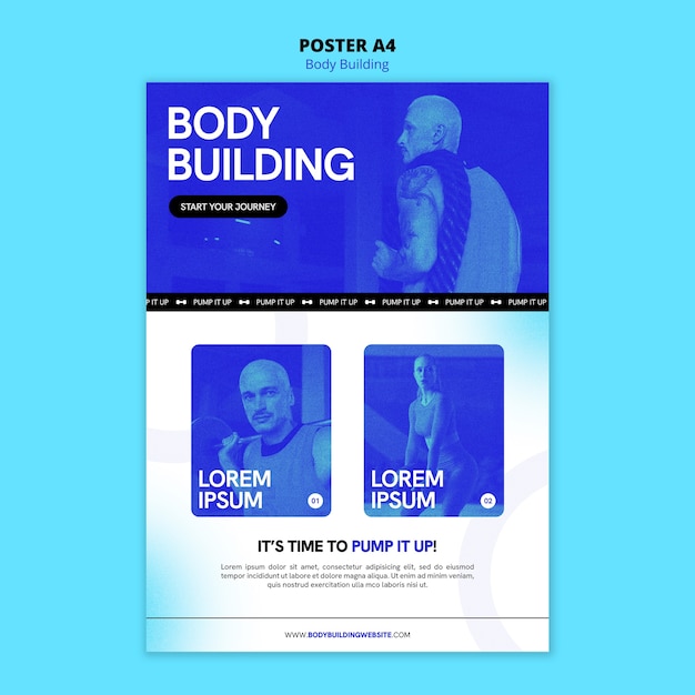 Free PSD body building training  poster template