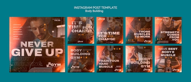 Free PSD body building workout instagram posts