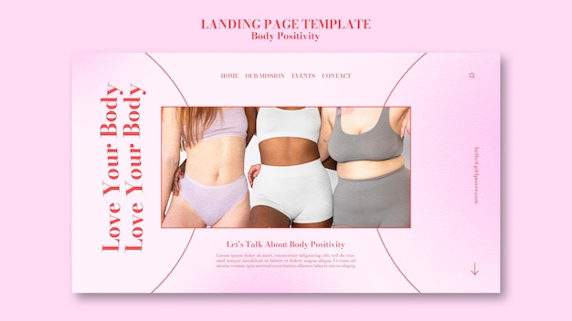 Free PSD body positive landing page template