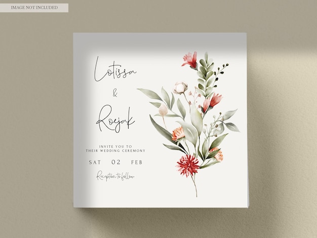 Free PSD bohemian floral watercolor wedding invitation card template