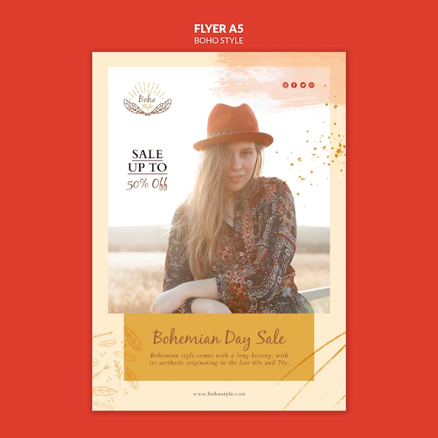 Free PSD bohemian style flyer template design