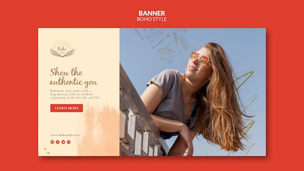 Free PSD boho style banner template design