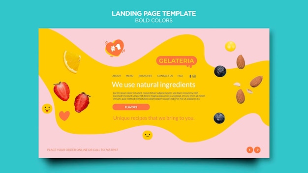 Free PSD bold colors concept landing page template