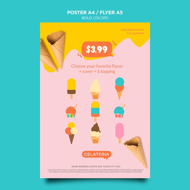 Free PSD bold colors concept poster template