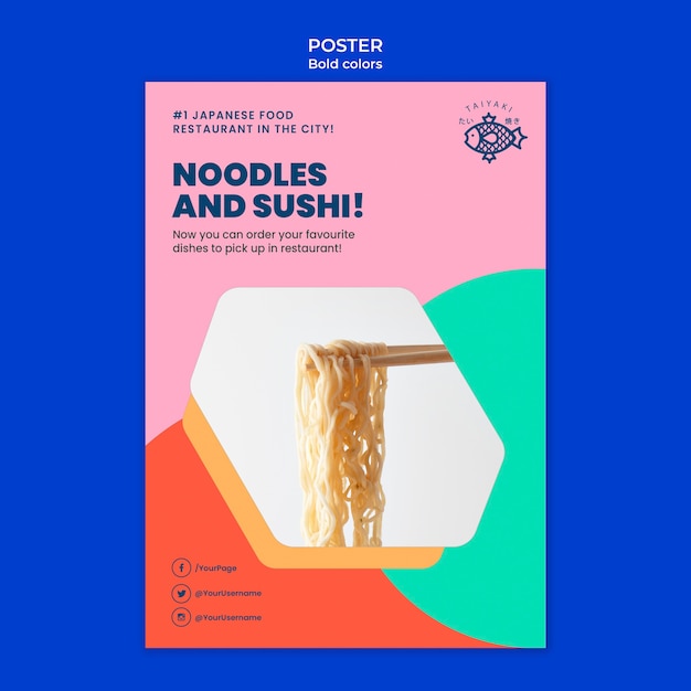 Bold colors noodles poster template