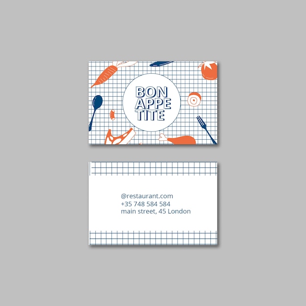 Bon appetite restaurant horizontal business card template