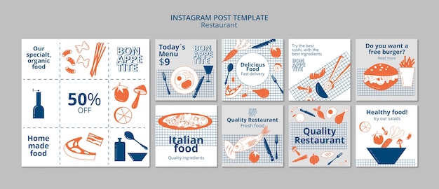 Free PSD bon appetite restaurant instagram posts collection