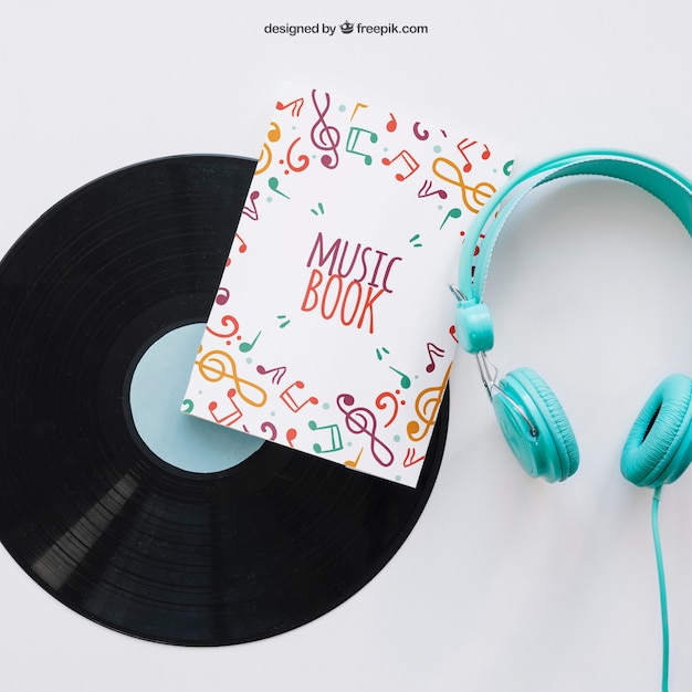 Free PSD book cover template with vinyl