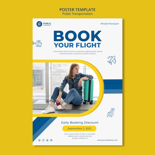 Book flight poster template