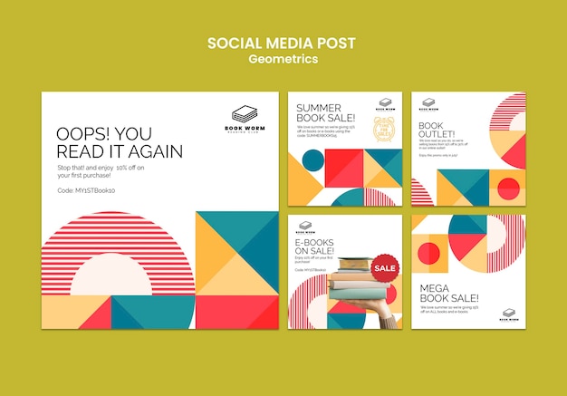 Free PSD book outlet social media posts