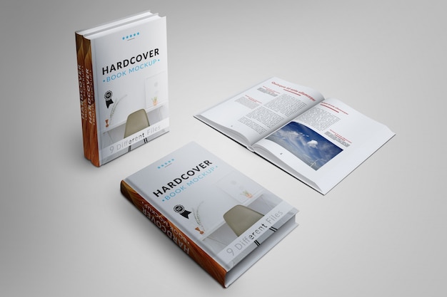 Free PSD book's cover and pages mock up