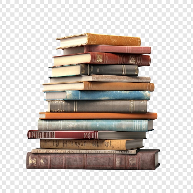 Free PSD books stacked isolated on transparent background