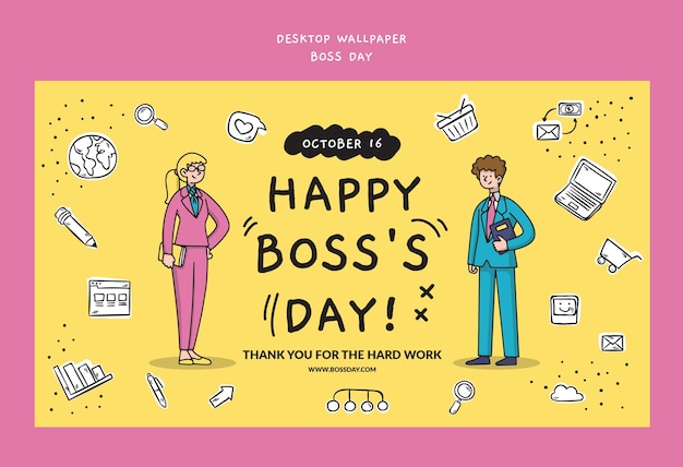 Free PSD boss day celebration template