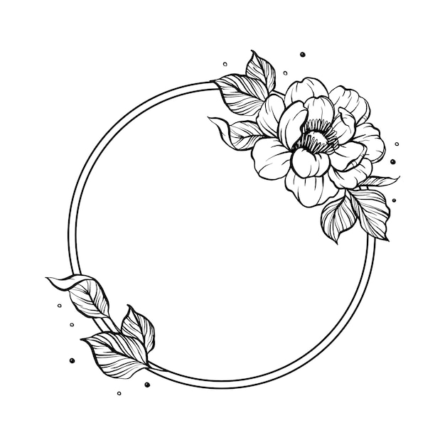 Botanical flowers frame outline