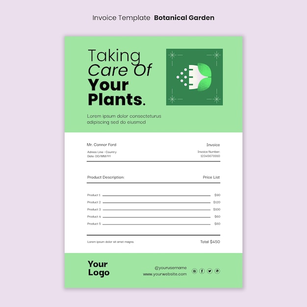 Botanical garden  invoice template