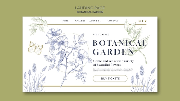 Free PSD botanical garden landing page template