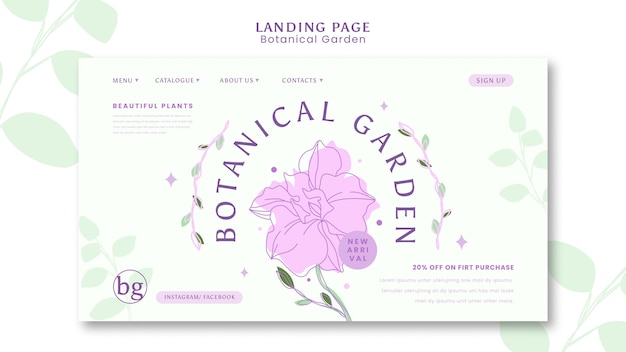 Free PSD botanical garden landing page template