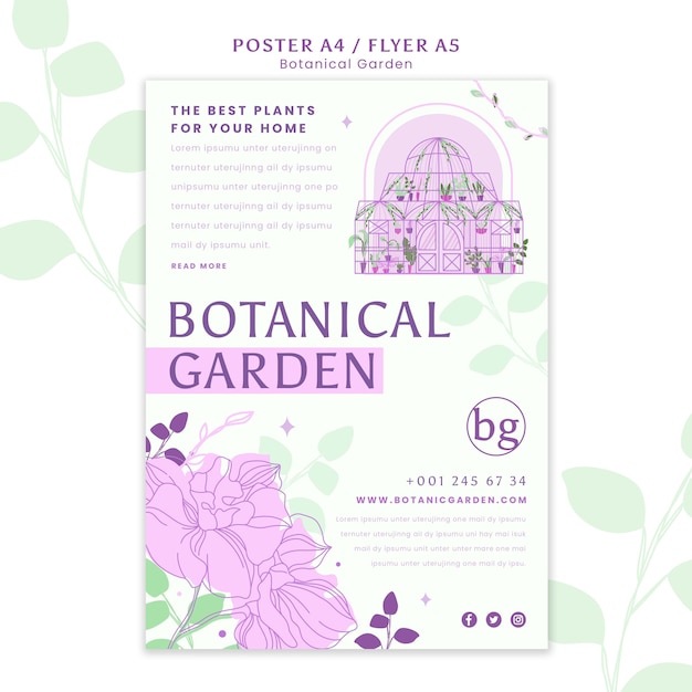 Free PSD botanical garden poster template